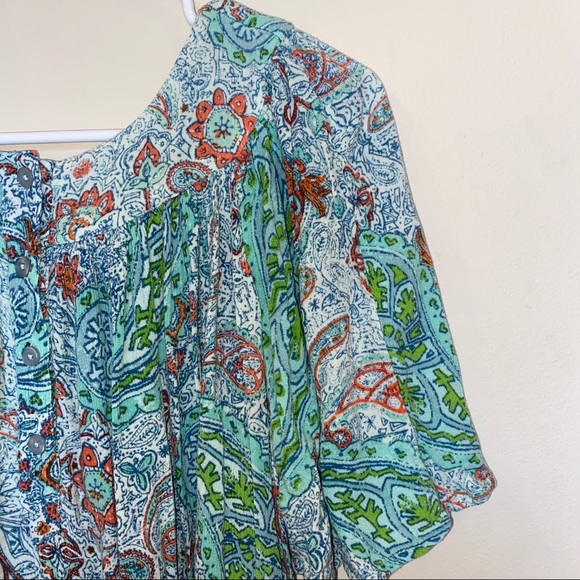 Go softly patio women’s teal patterned mumu sz S. - Picture 7 of 11
